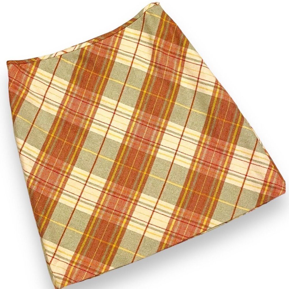 🍀 LOFT Yellow Orange Sage Green Plaid Lined Wool Blend A Line Skirt Size 6P